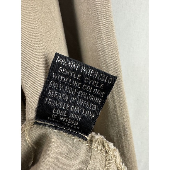 Baccini Utility Jacket Womens XL Tan Khaki Ruffle Trim Button Front Cotton Blend - Picture 4 of 8